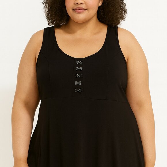 Torrid Black Sleeveless Tunic Top Size 1 Hook Front NWT - Picture 3 of 6